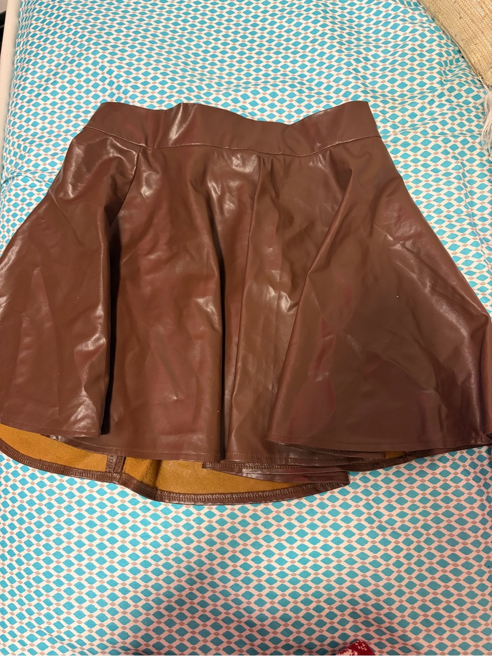 Chocolate Brown Faux Leather Circle Skirt
